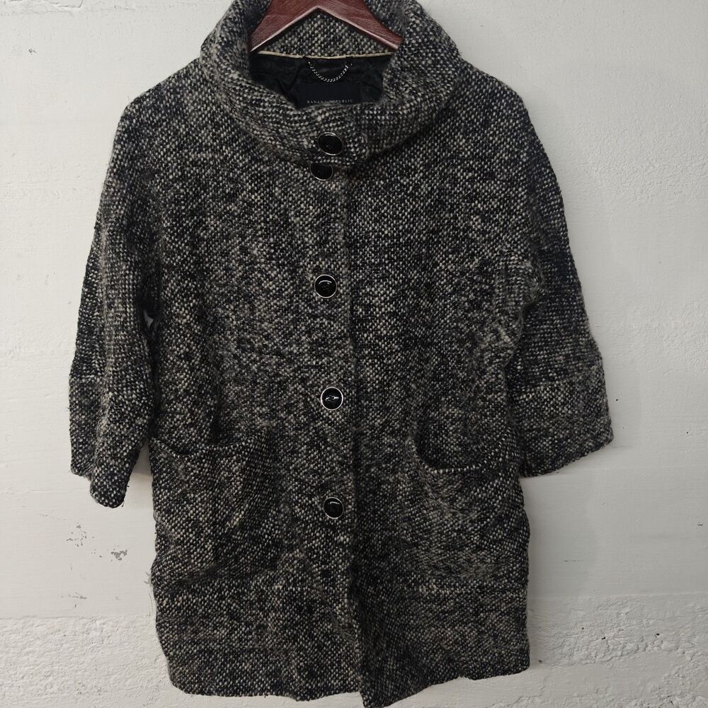 Banana Republic Women's Wool Blend Jacket Gray - 3/4 Sleeve - Size S